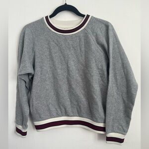 Aritzia Little Moon Varsity Crew Neck Sweatshirt Pullover Sweater - Gray - XS